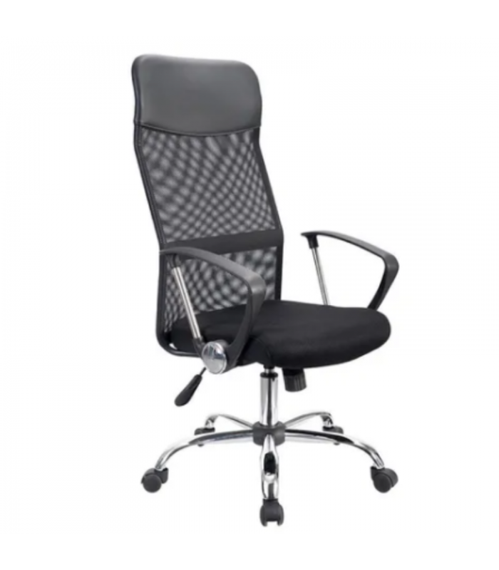 altura regulable cojín acolchado de asiento grueso Silla de oficina giratoria 360° de piel sintética de poliuretano silla de escritorio ergonómica para ordenador color negro 
